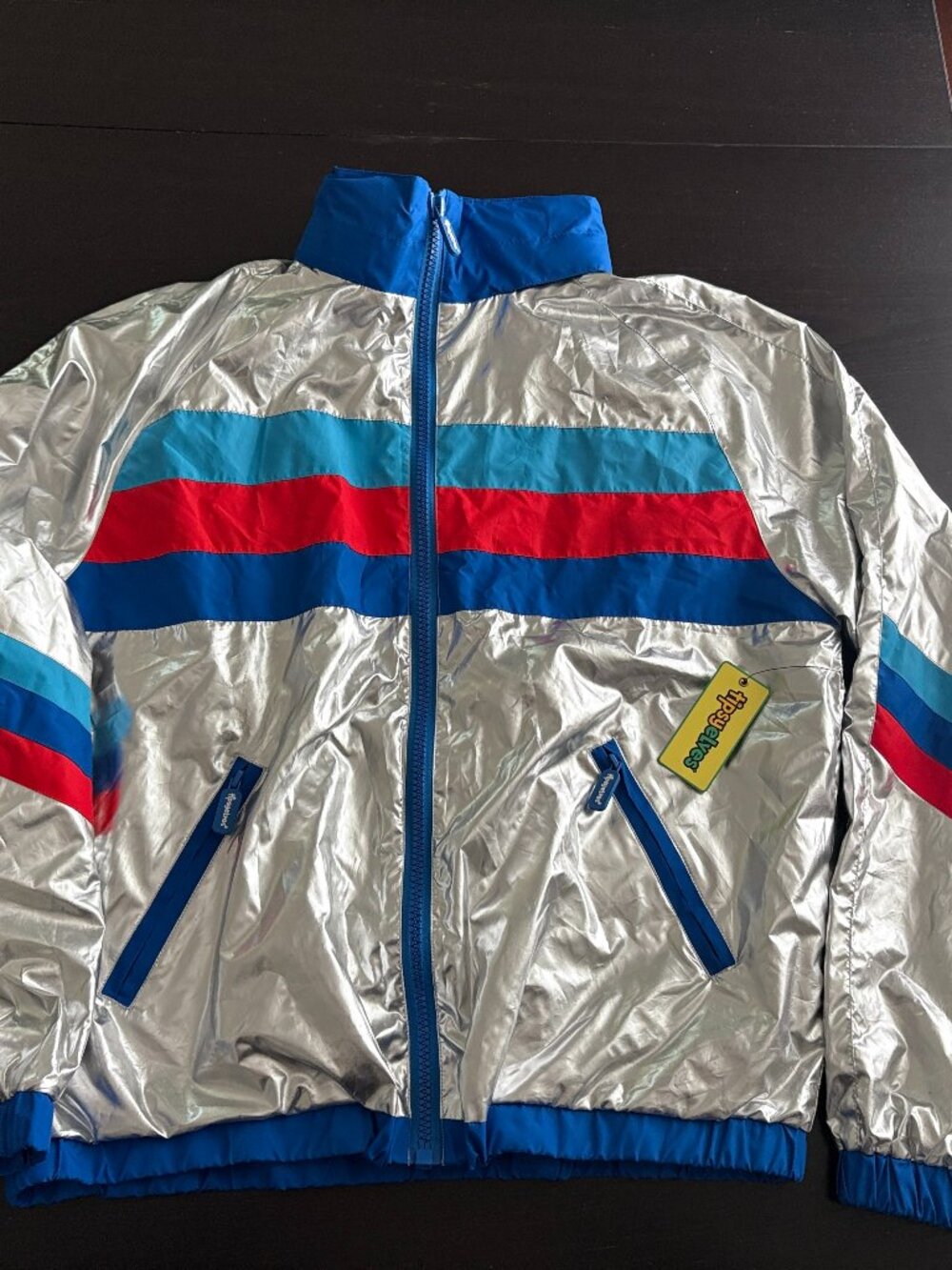 NEW Mens Tipsy Elves Natural Light Beer Metallic Jacket With Hood Size Medium